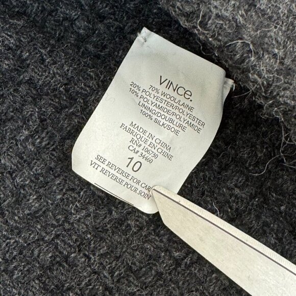 Vince Womens Blazer Jacket Raw-Edge Trim Collarless Patch Pockets Dark Gray 10 - Picture 10 of 14